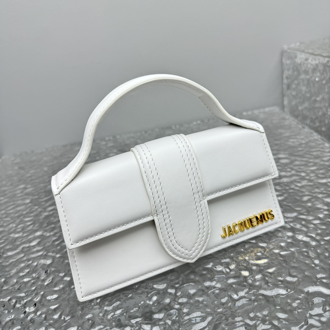 Jacquemus Small The Bambino Leather Tote Bag | White