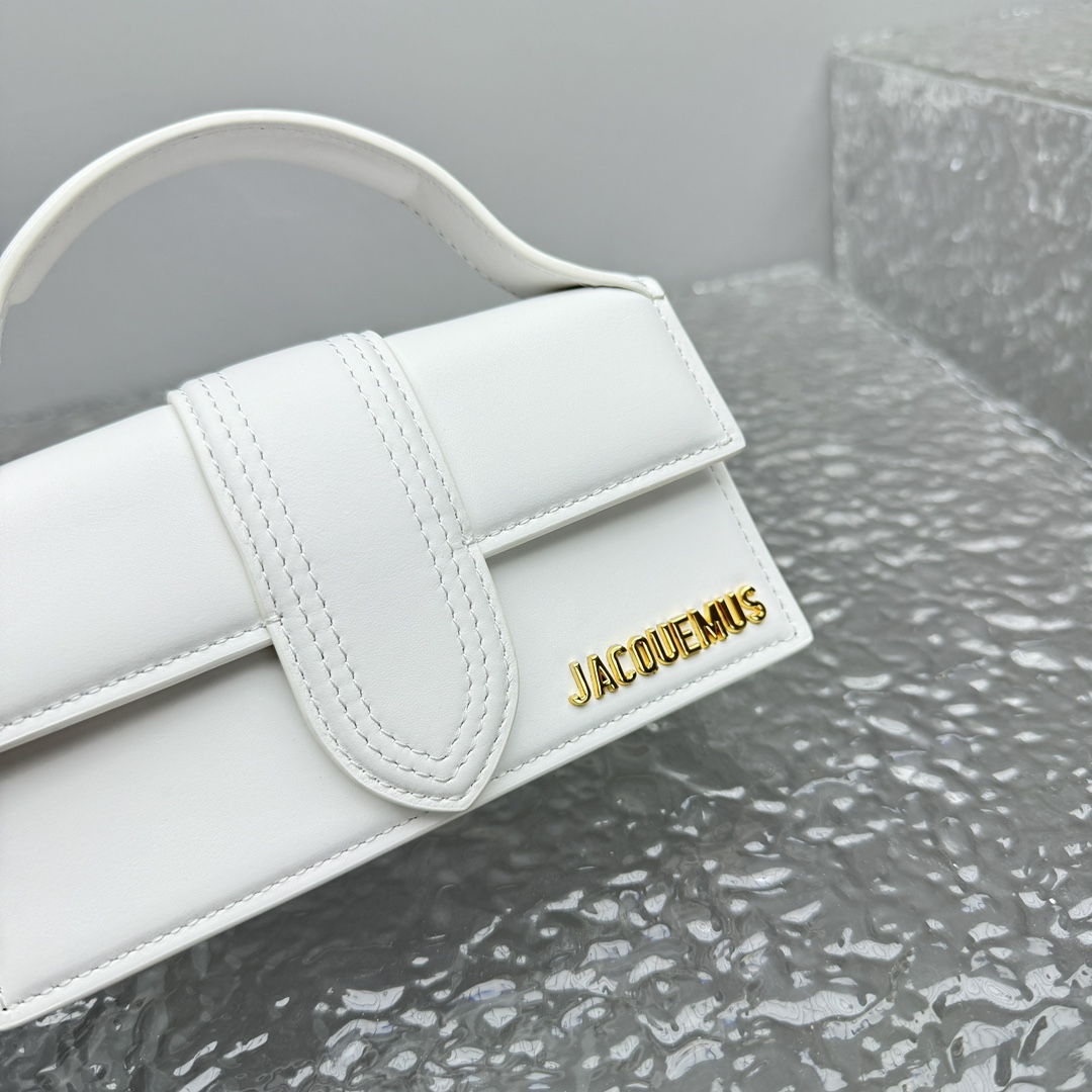 Jacquemus Small The Bambino Leather Tote Bag | White
