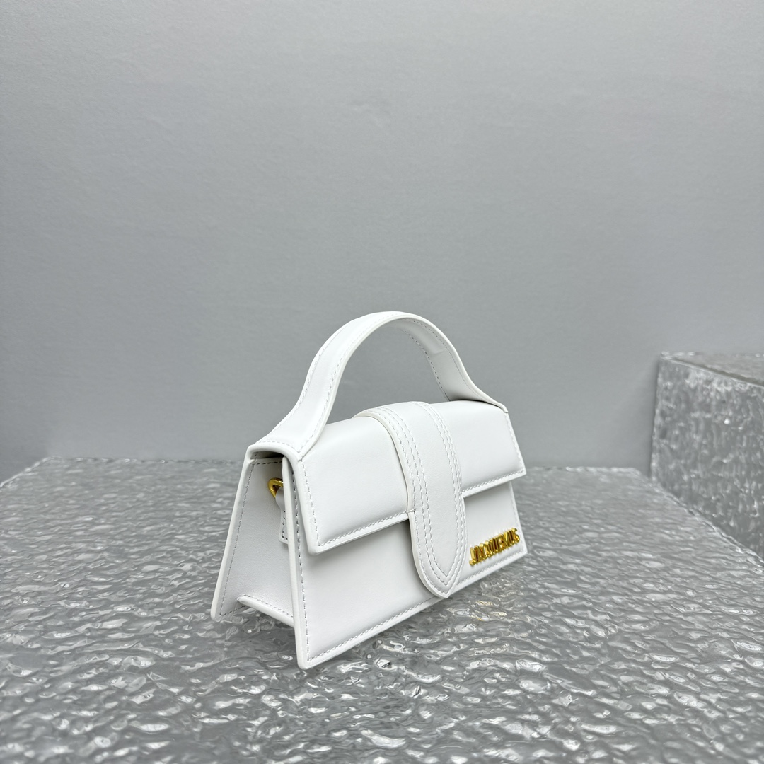 Jacquemus Small The Bambino Leather Tote Bag | White