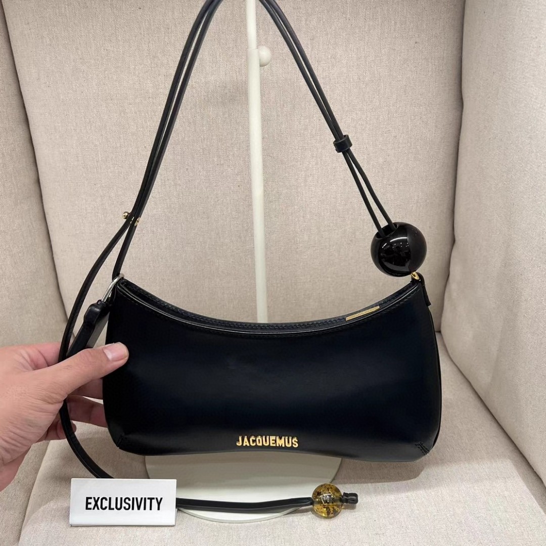 Jacquemus Le Bisou Perle Beaded Shoulder Bag – Black •