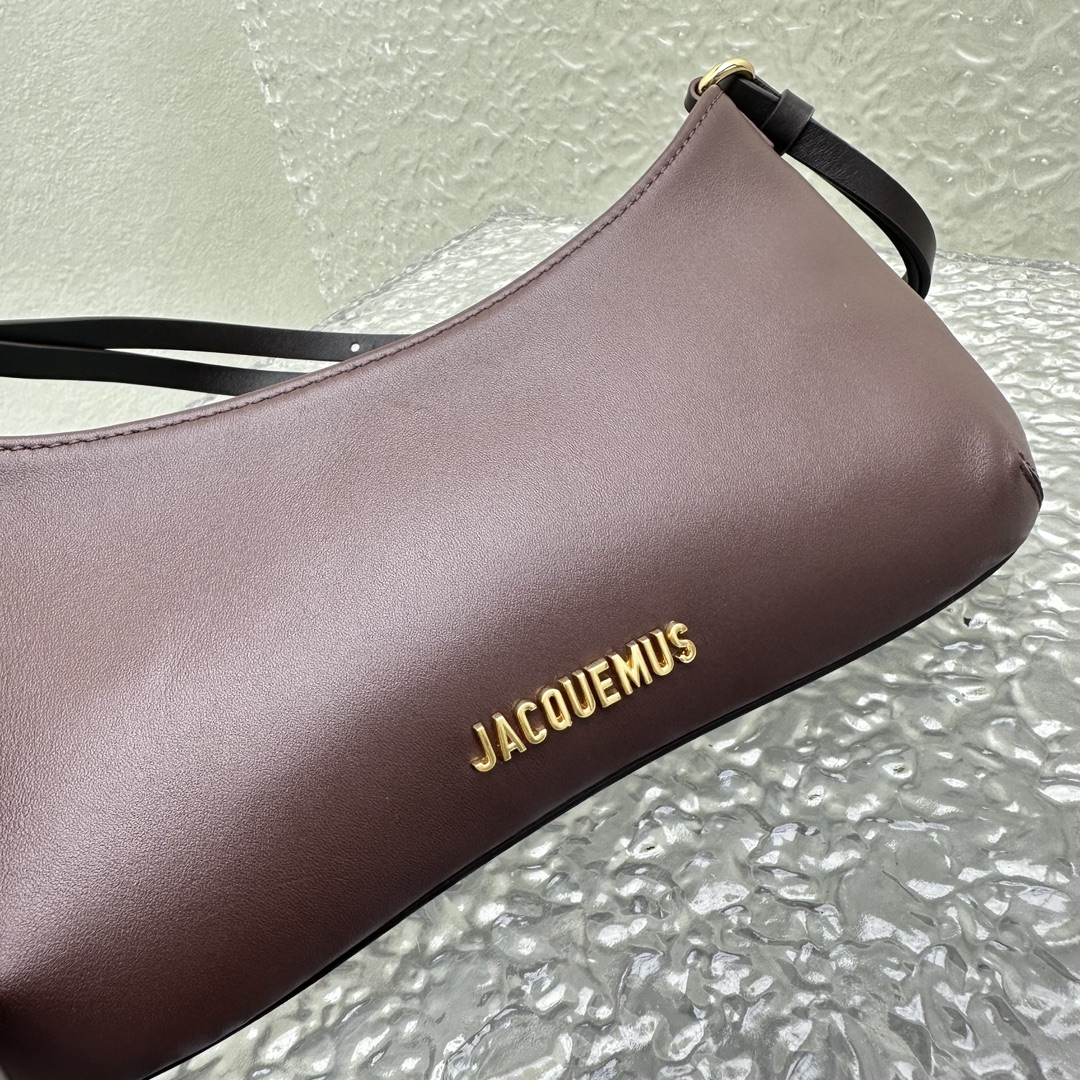 JACQUEMUS Smooth Calfskin Le Bisou Perle Medium Brown Jacquemus 00499