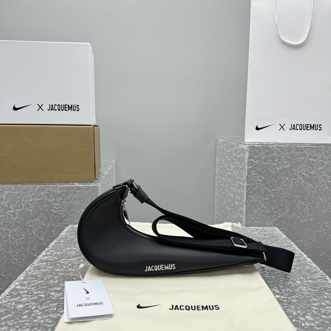 Jacquemus x Nike Le Sac Swoosh Small Dark Navy in Cowskin with Silver
