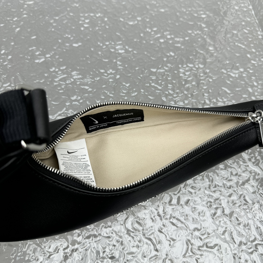 Jacquemus x Nike Le Sac Swoosh Small Dark Navy in Cowskin with Silver