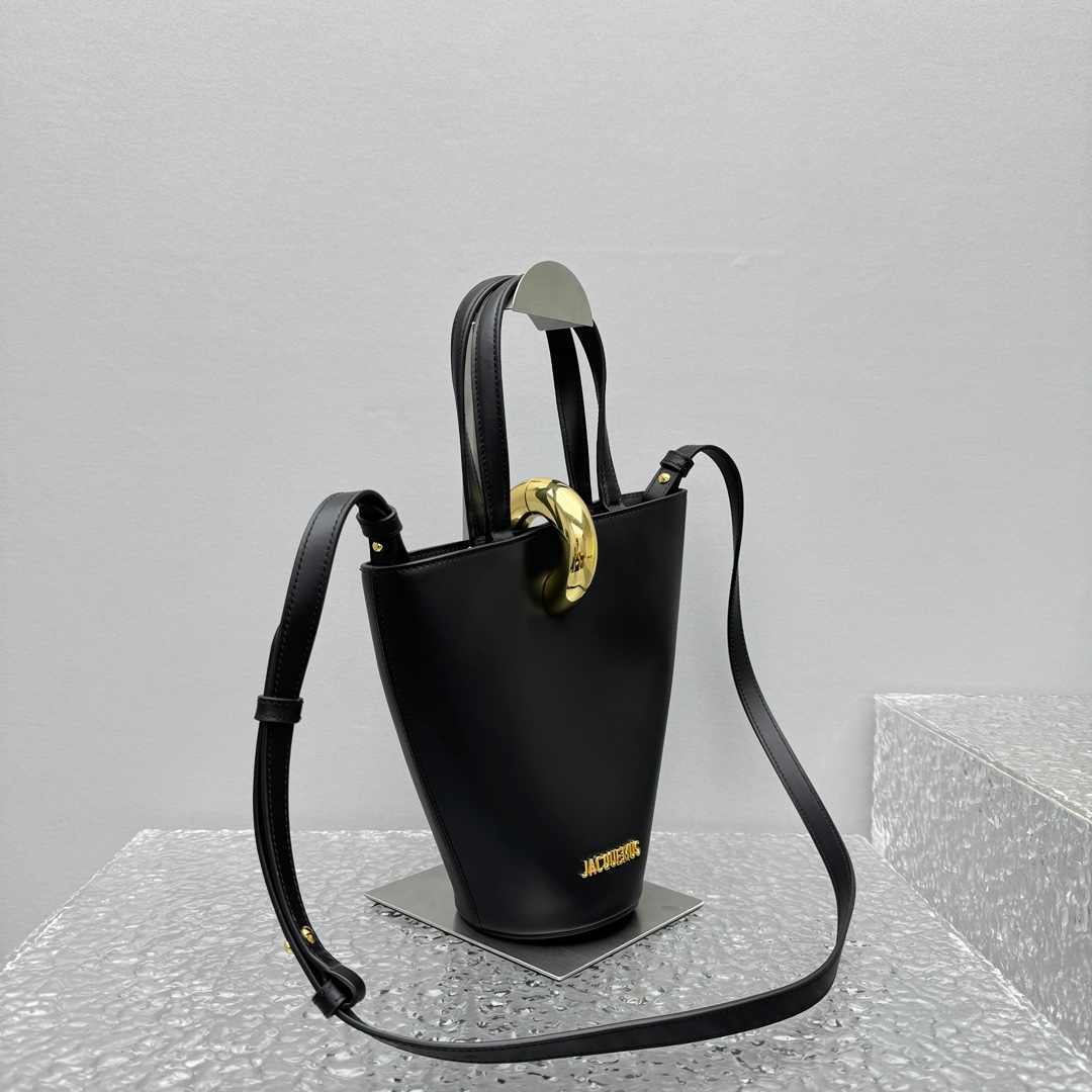 Jacquemus Le Petit Bambola Leather Tote Bag - Black