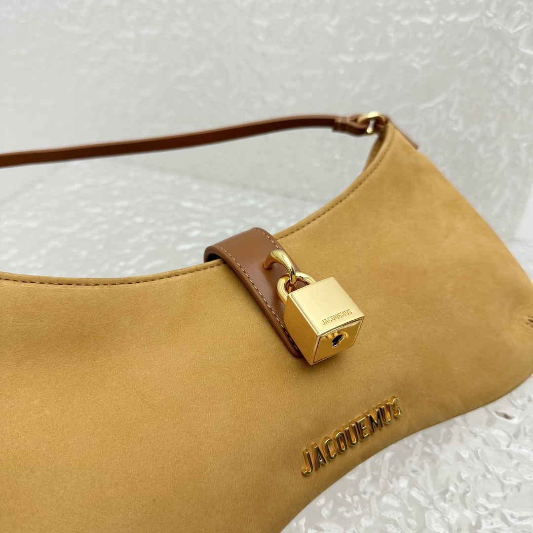 JACQUEMUS Le Bisou Cadenas Suede Bag yellow | Jacquemus 00659