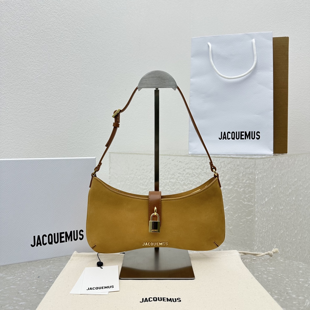 JACQUEMUS Le Bisou Cadenas Suede Bag yellow | Jacquemus 00659