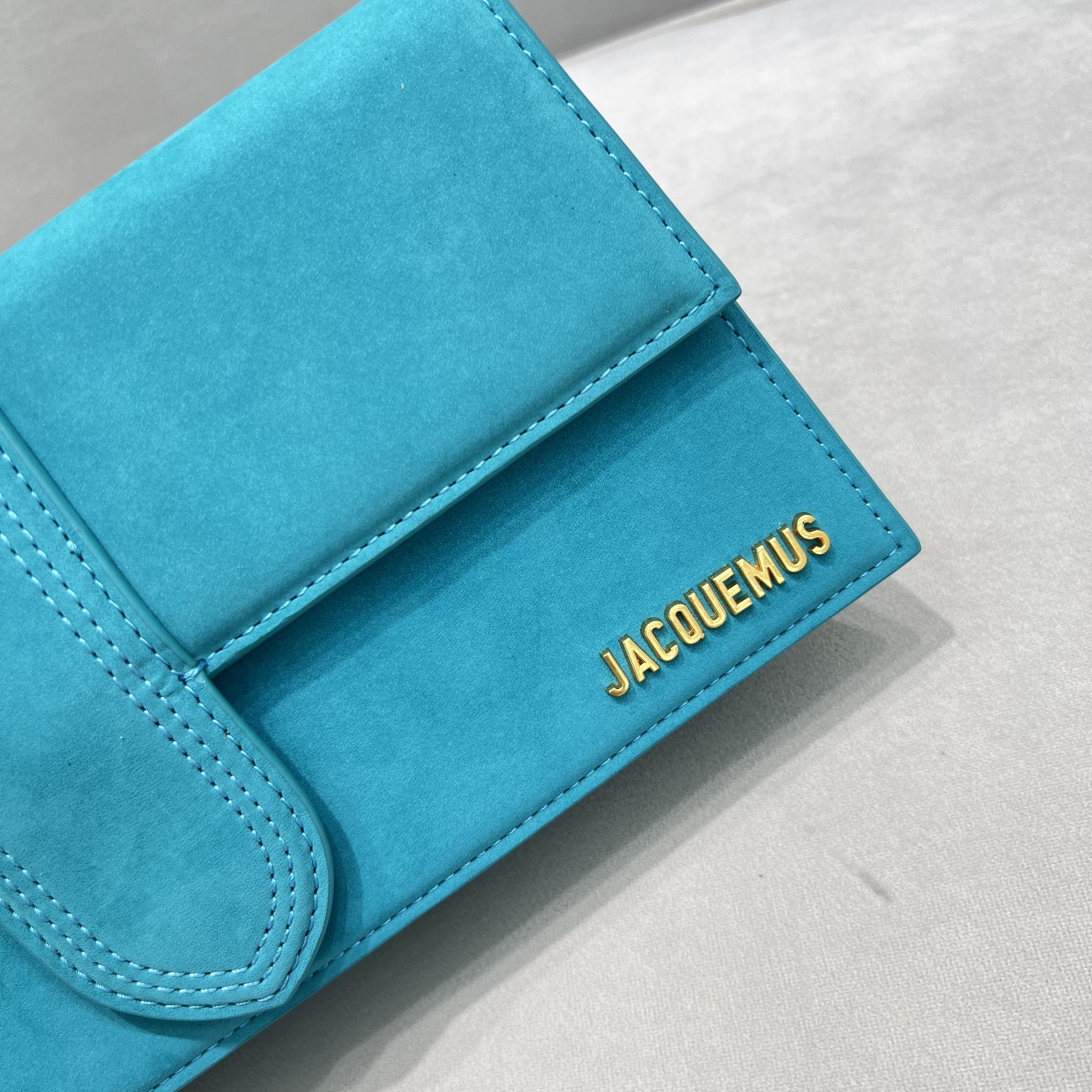 JACQUEMUS Suede Le Bambino Long Dark Turquoise BAG in blue 1417205  Jacquemus 00689