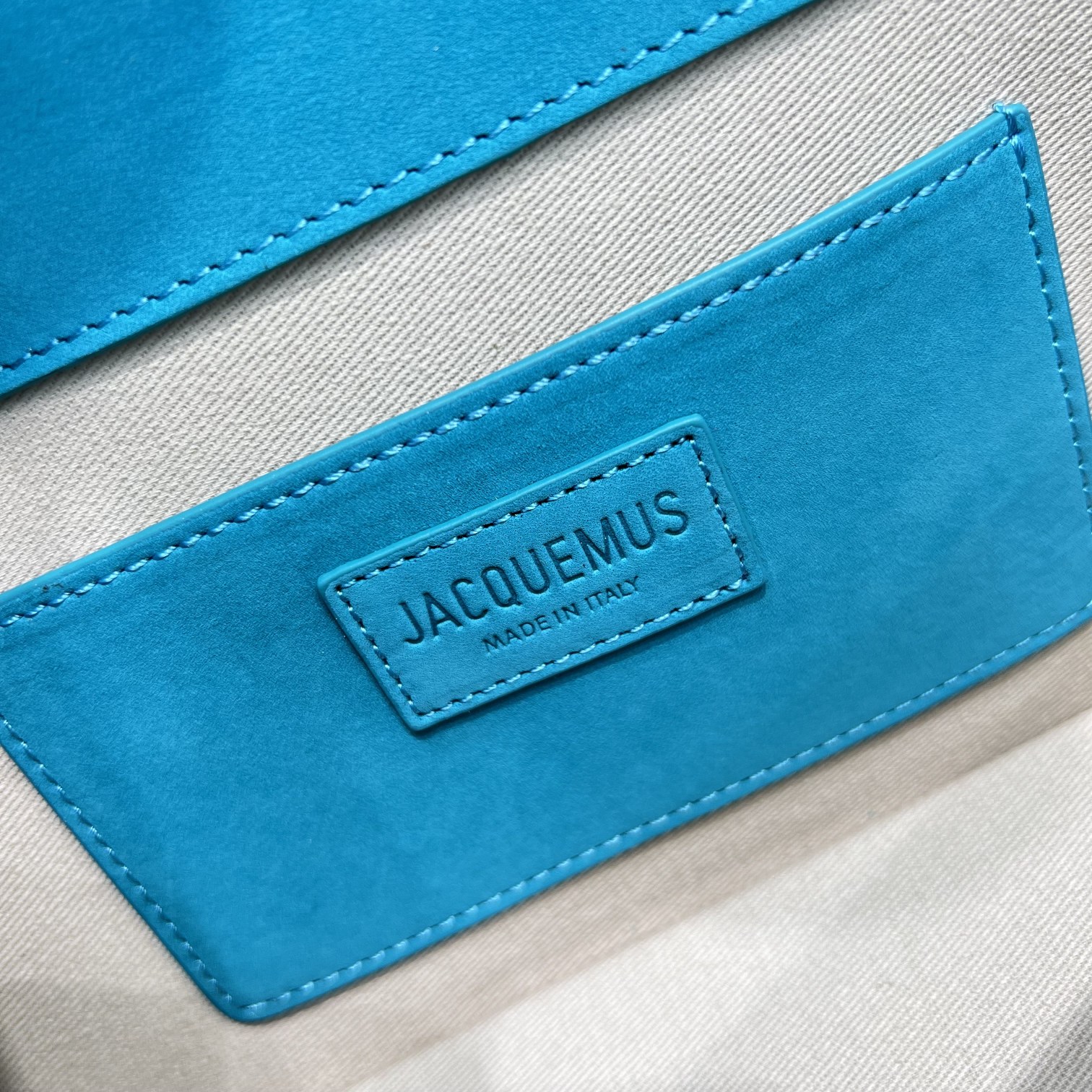 JACQUEMUS Suede Le Bambino Long Dark Turquoise BAG in blue 1417205  Jacquemus 00689