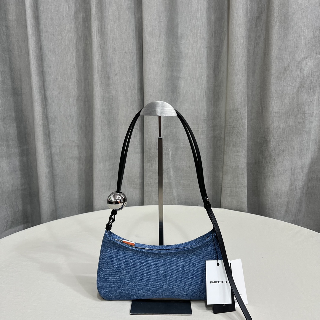 Jacquemus Blue Denim The Bisou Perle Shoulder Bag