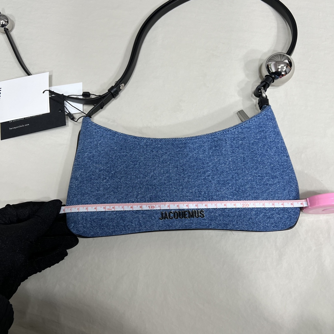 Jacquemus Blue Denim The Bisou Perle Shoulder Bag