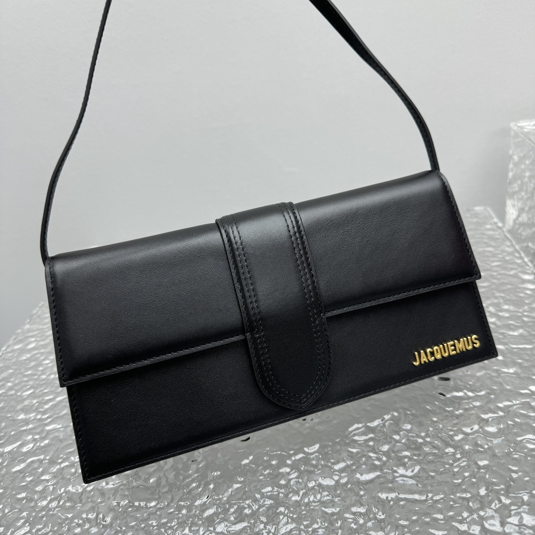 Jacquemus Long Le Bambino Leather Top Handle Bag IN BLACK