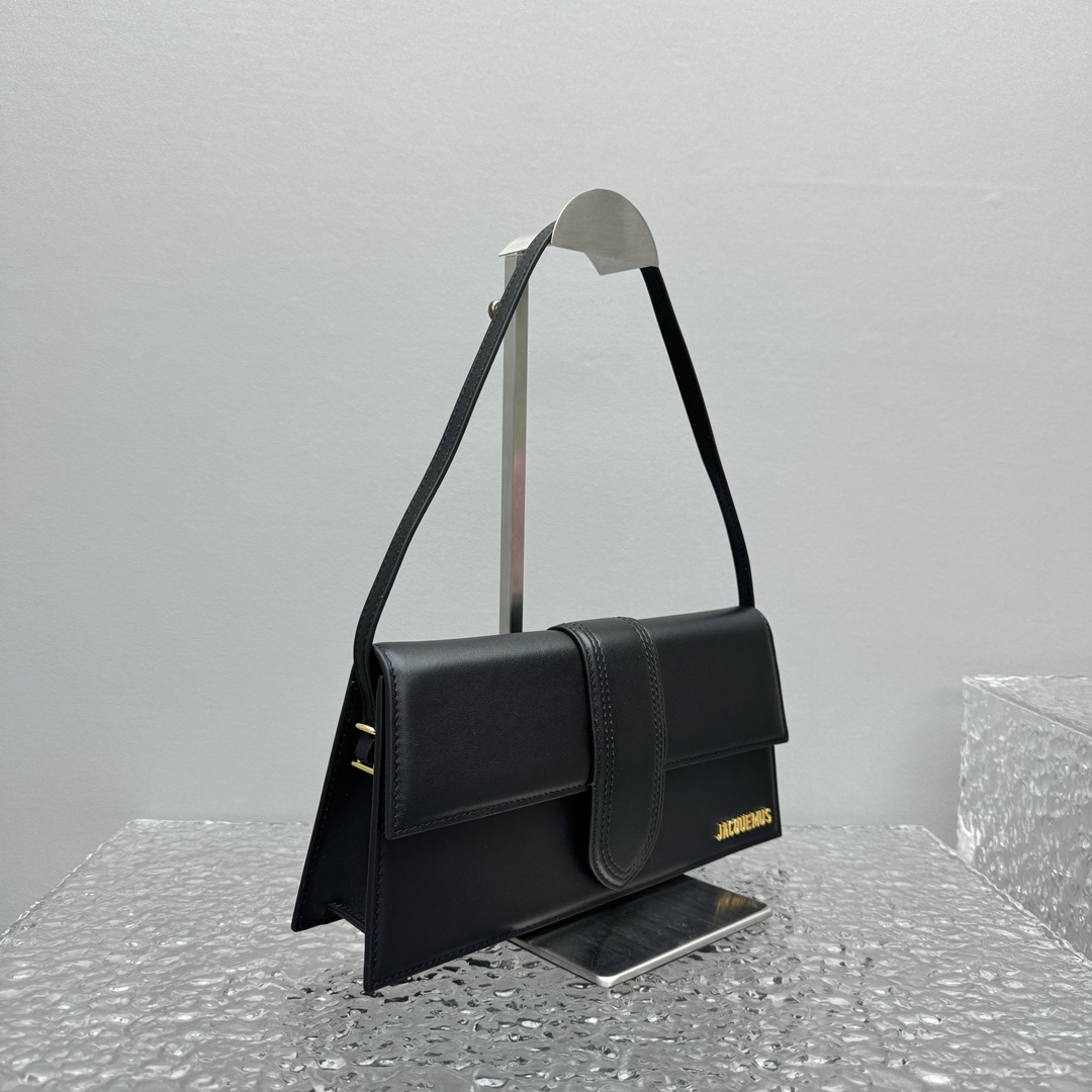 Jacquemus Long Le Bambino Leather Top Handle Bag IN BLACK