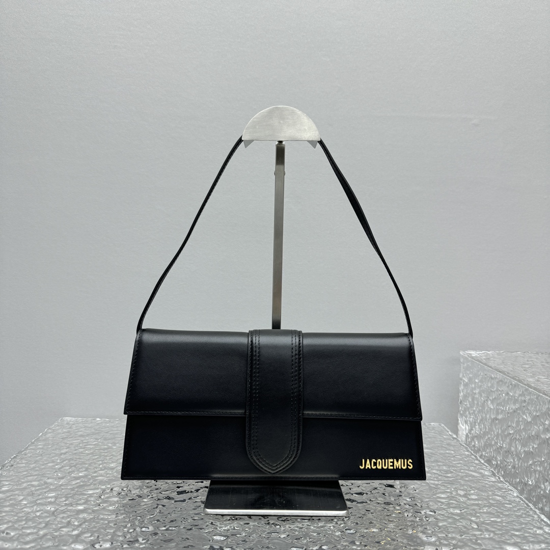 Jacquemus Long Le Bambino Leather Top Handle Bag IN BLACK