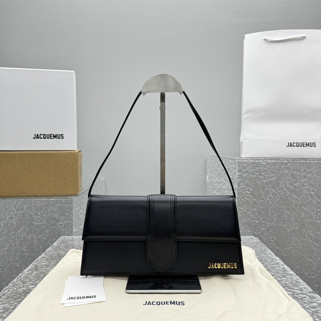 Jacquemus Long Le Bambino Leather Top Handle Bag IN BLACK