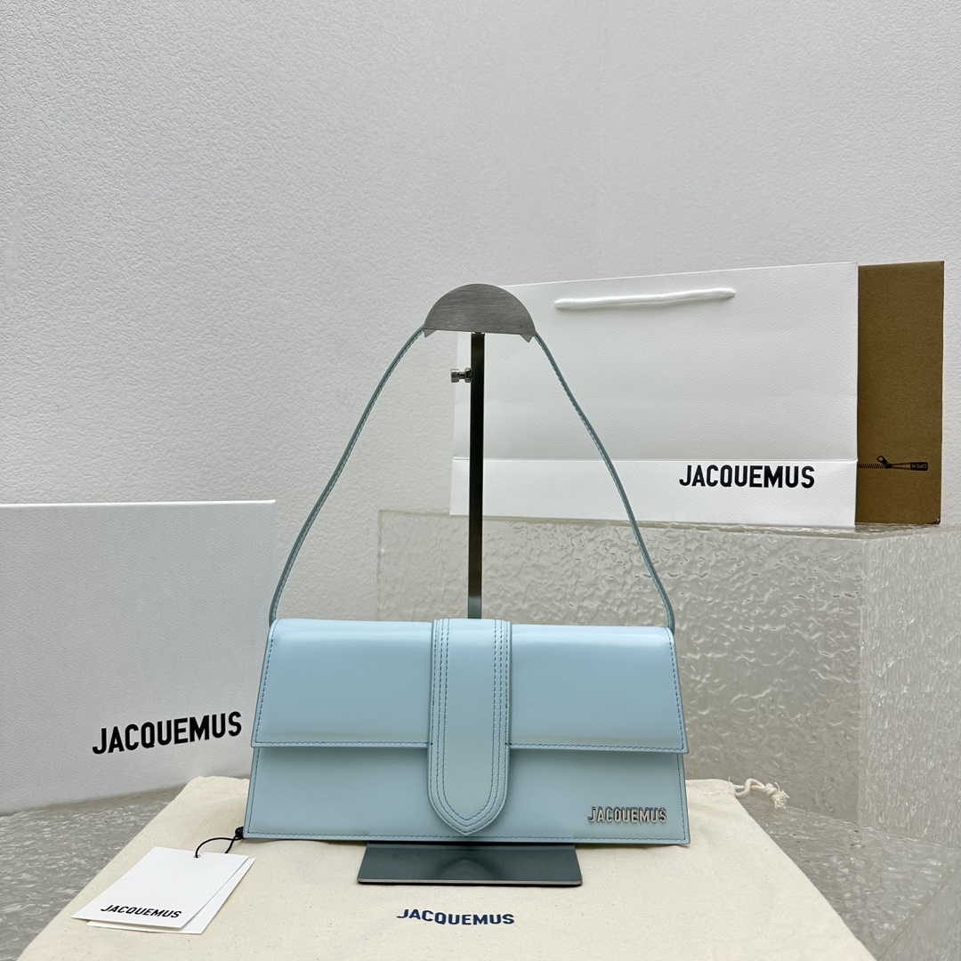 Jacquemus Blue Le Bambino Long Light blue Leather Pony-