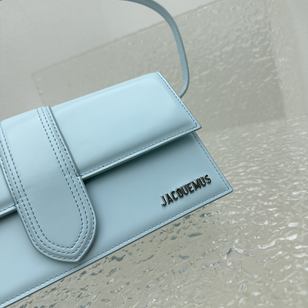 Jacquemus Blue Le Bambino Long Light blue Leather Pony-