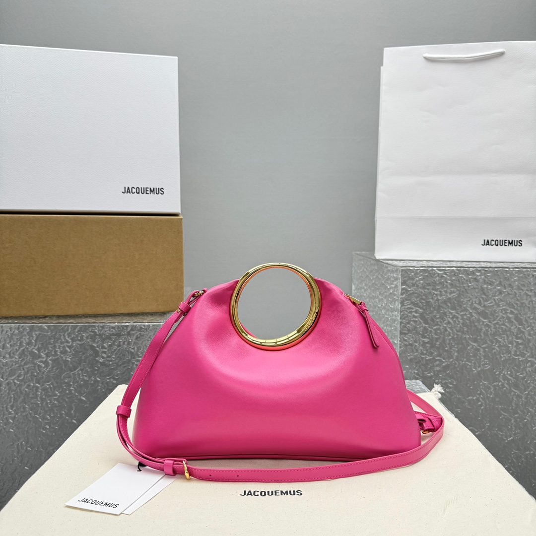 JACQUEMUS Calfskin Le Petit Calino Ring Top Handle Bag Pink 1518419 Jacquemus 01889