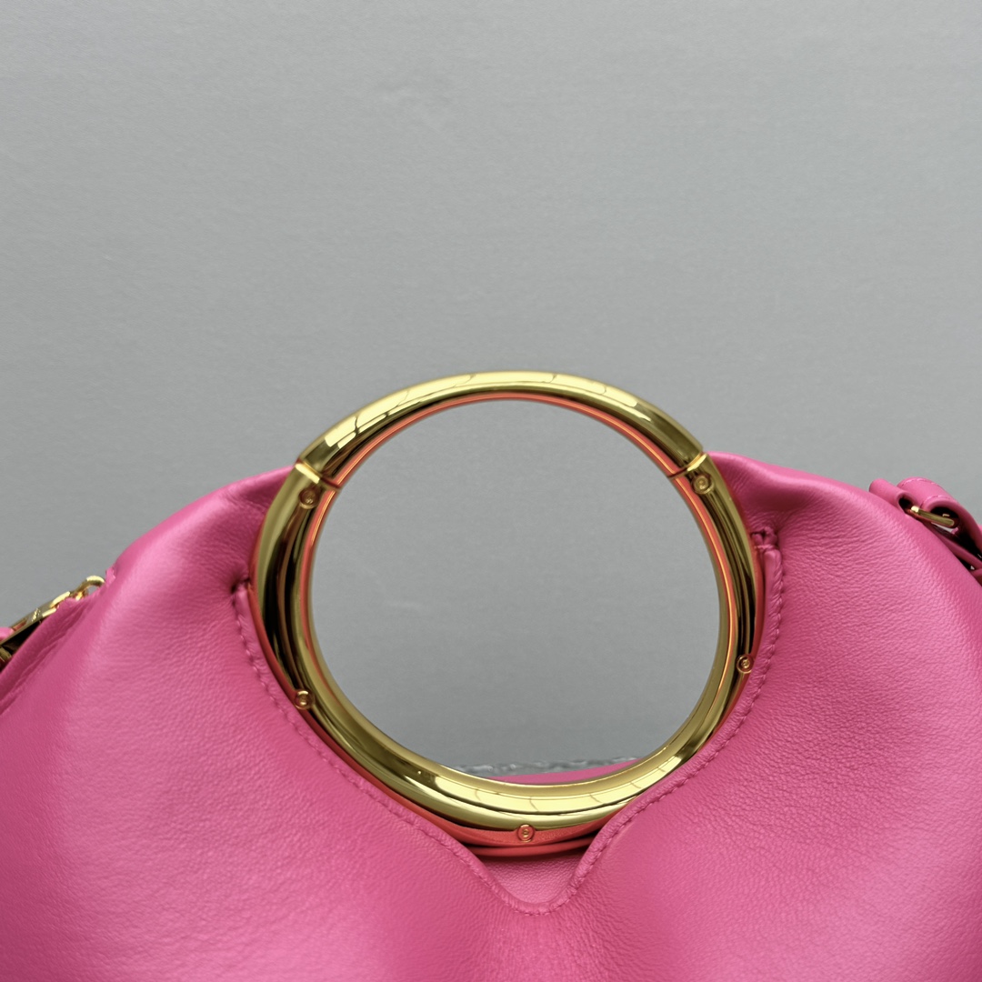 JACQUEMUS Calfskin Le Petit Calino Ring Top Handle Bag Pink 1518419 Jacquemus 01889