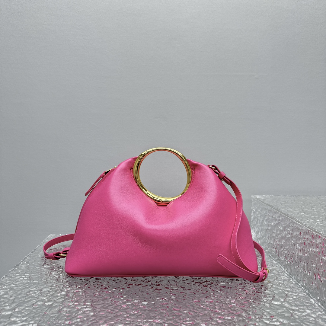JACQUEMUS Calfskin Le Petit Calino Ring Top Handle Bag Pink 1518419 Jacquemus 01889