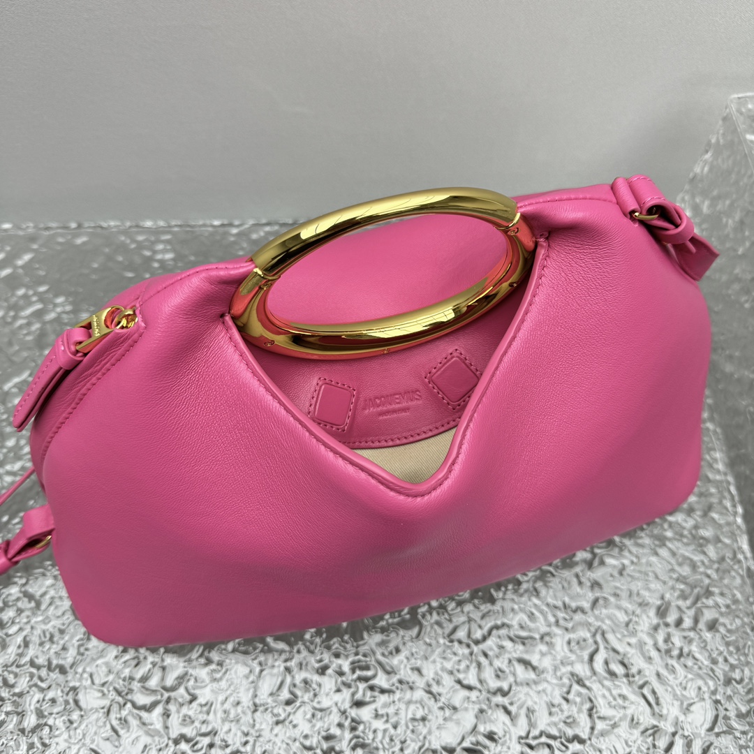 JACQUEMUS Calfskin Le Petit Calino Ring Top Handle Bag Pink 1518419 Jacquemus 01889