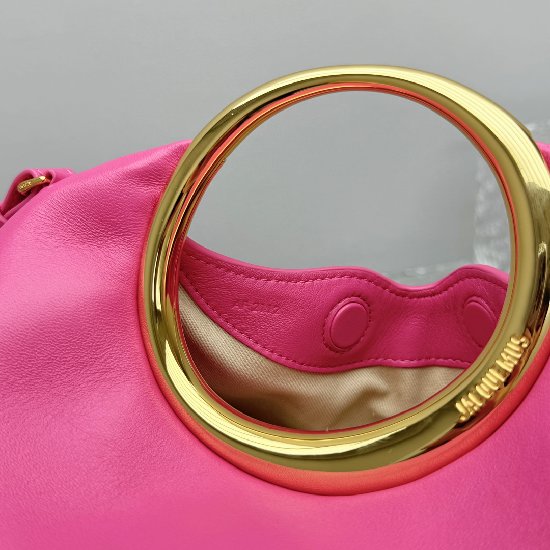 JACQUEMUS Calfskin Le Petit Calino Ring Top Handle Bag Pink 1518419 Jacquemus 01889