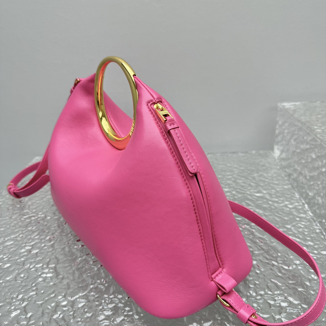 JACQUEMUS Calfskin Le Petit Calino Ring Top Handle Bag Pink 1518419 Jacquemus 01889
