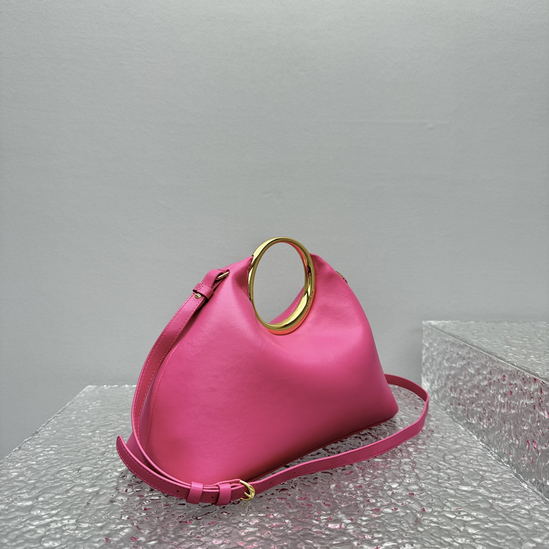 JACQUEMUS Calfskin Le Petit Calino Ring Top Handle Bag Pink 1518419 Jacquemus 01889
