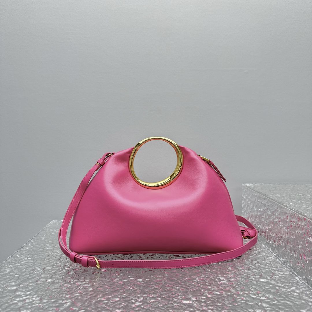 JACQUEMUS Calfskin Le Petit Calino Ring Top Handle Bag Pink 1518419 Jacquemus 01889