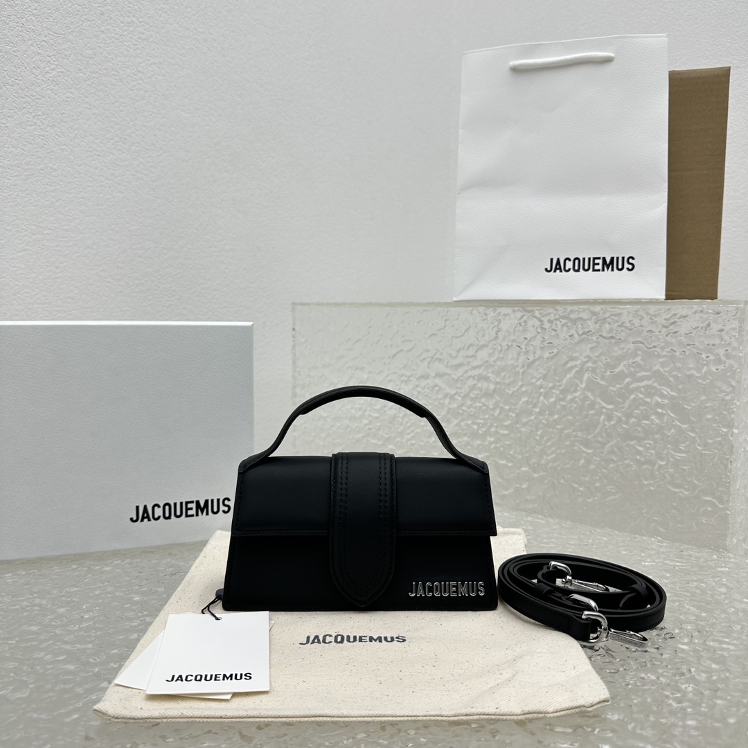 JACQUEMUS Le Grand Bambino bag in black leather