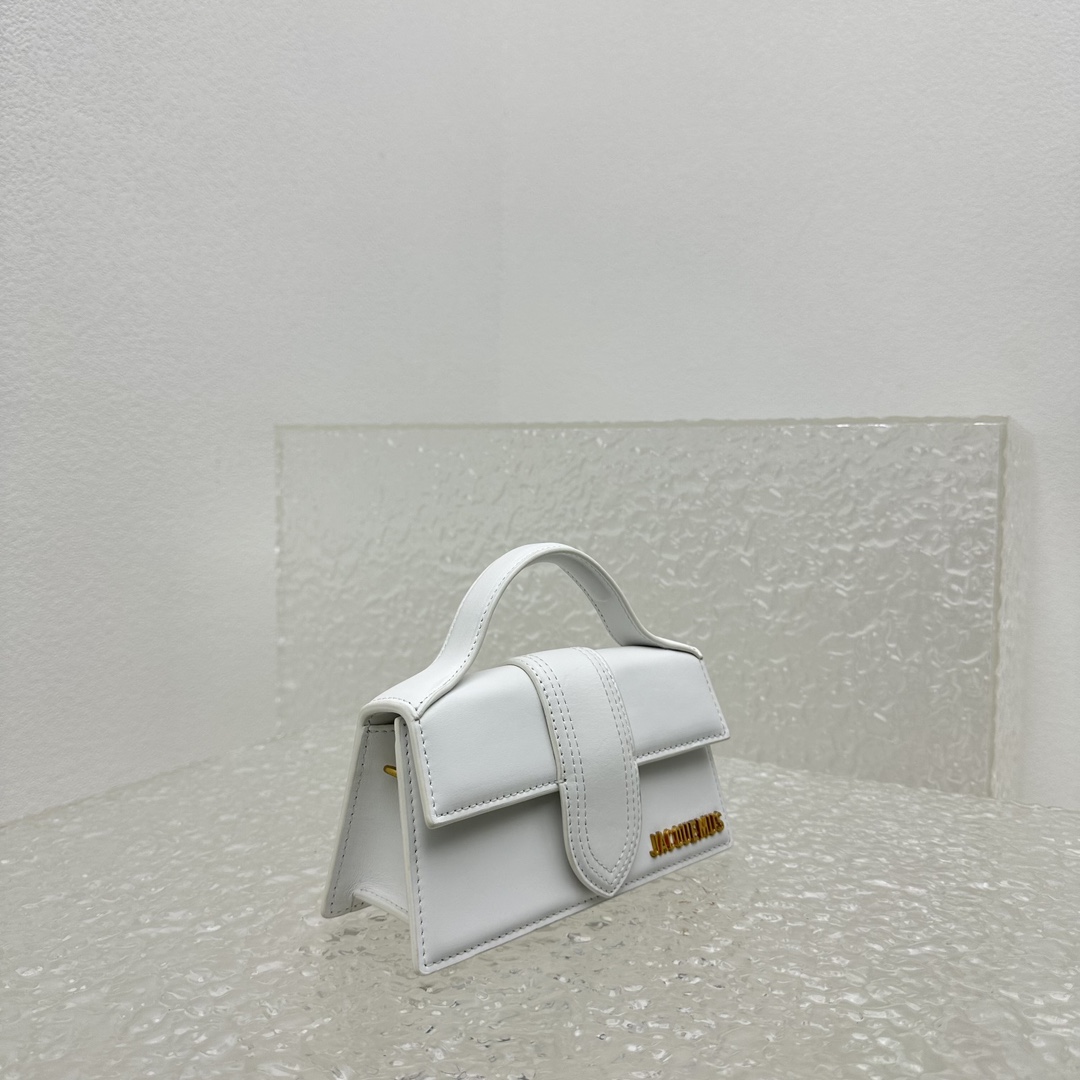 Jacquemus Small The Bambino Leather Tote Bag | White