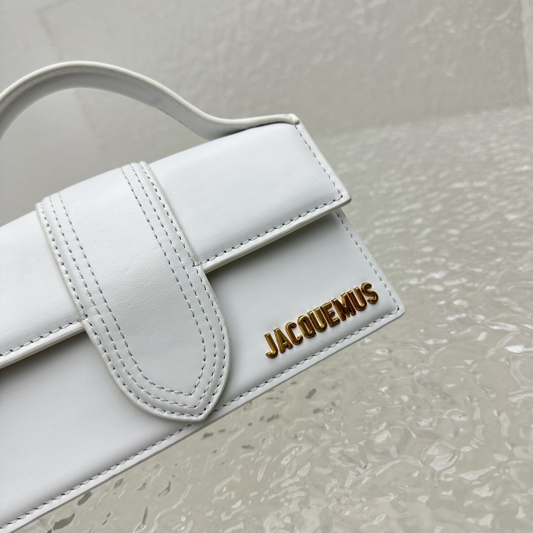 Jacquemus Small The Bambino Leather Tote Bag | White
