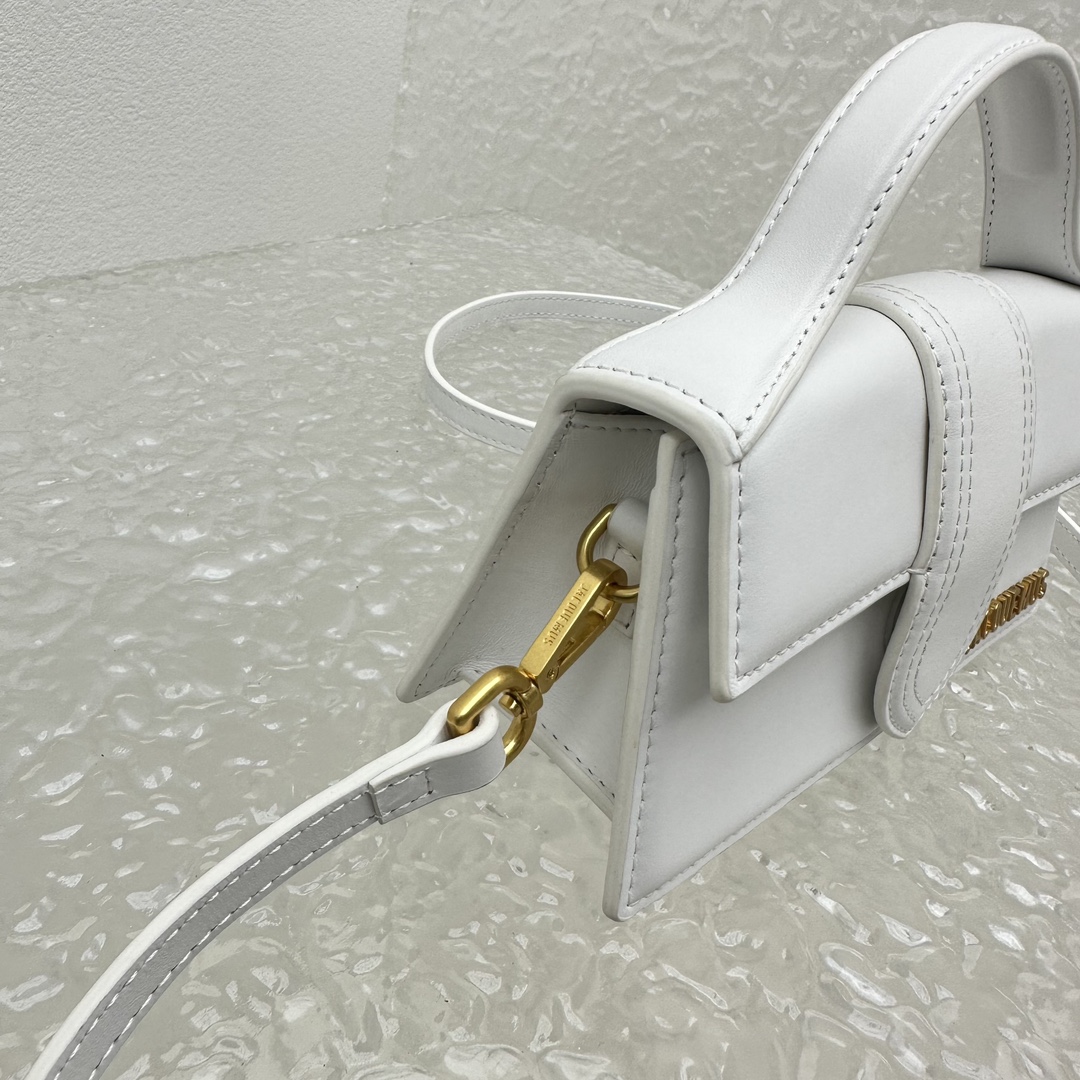 Jacquemus Small The Bambino Leather Tote Bag | White