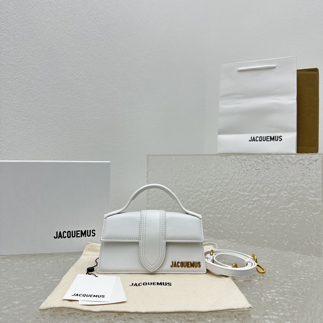 Jacquemus Small The Bambino Leather Tote Bag | White