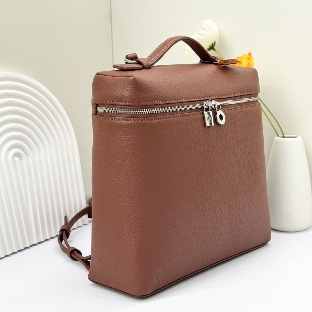 Buy Loro Piana Brown Extra Pocket L23.5 Backpack in Calfskin Leather for Women