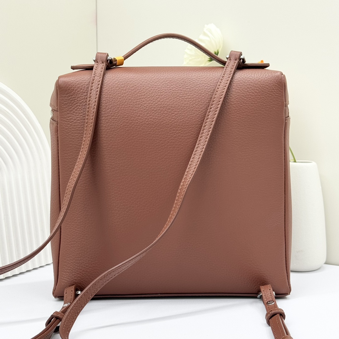 Buy Loro Piana Brown Extra Pocket L23.5 Backpack in Calfskin Leather for Women