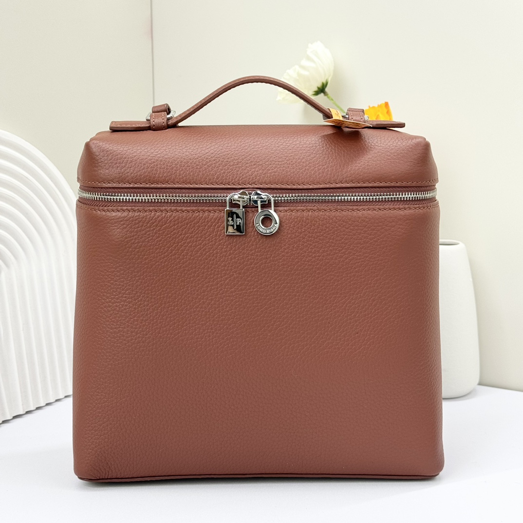 Buy Loro Piana Brown Extra Pocket L23.5 Backpack in Calfskin Leather for Women