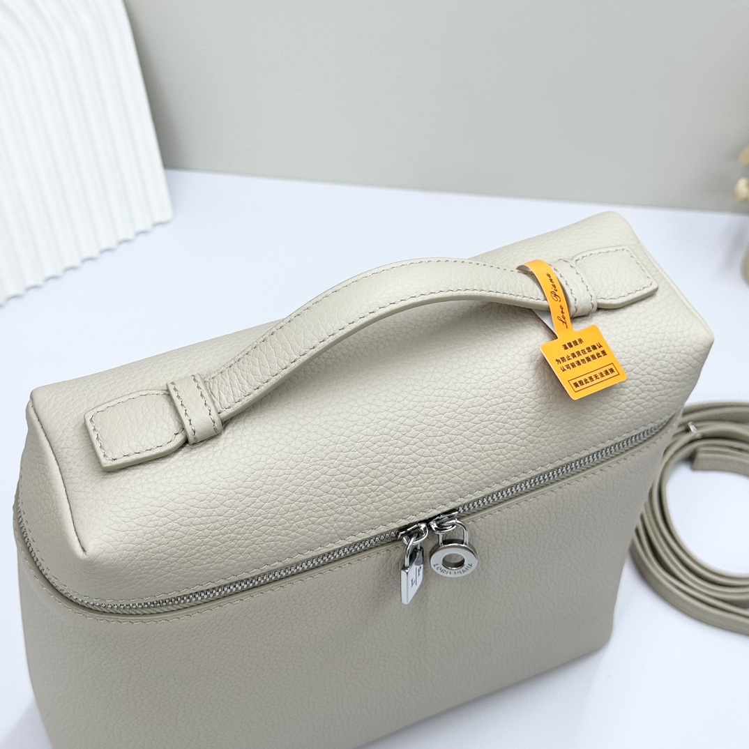 Loro Piana gray Extra Pocket L23.5 Backpack in Calfskin Leather for Women