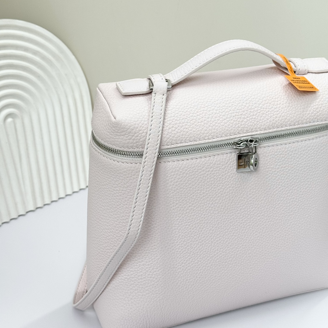 Loro Piana white Extra Pocket L23.5 Backpack in Calfskin Leather for Women