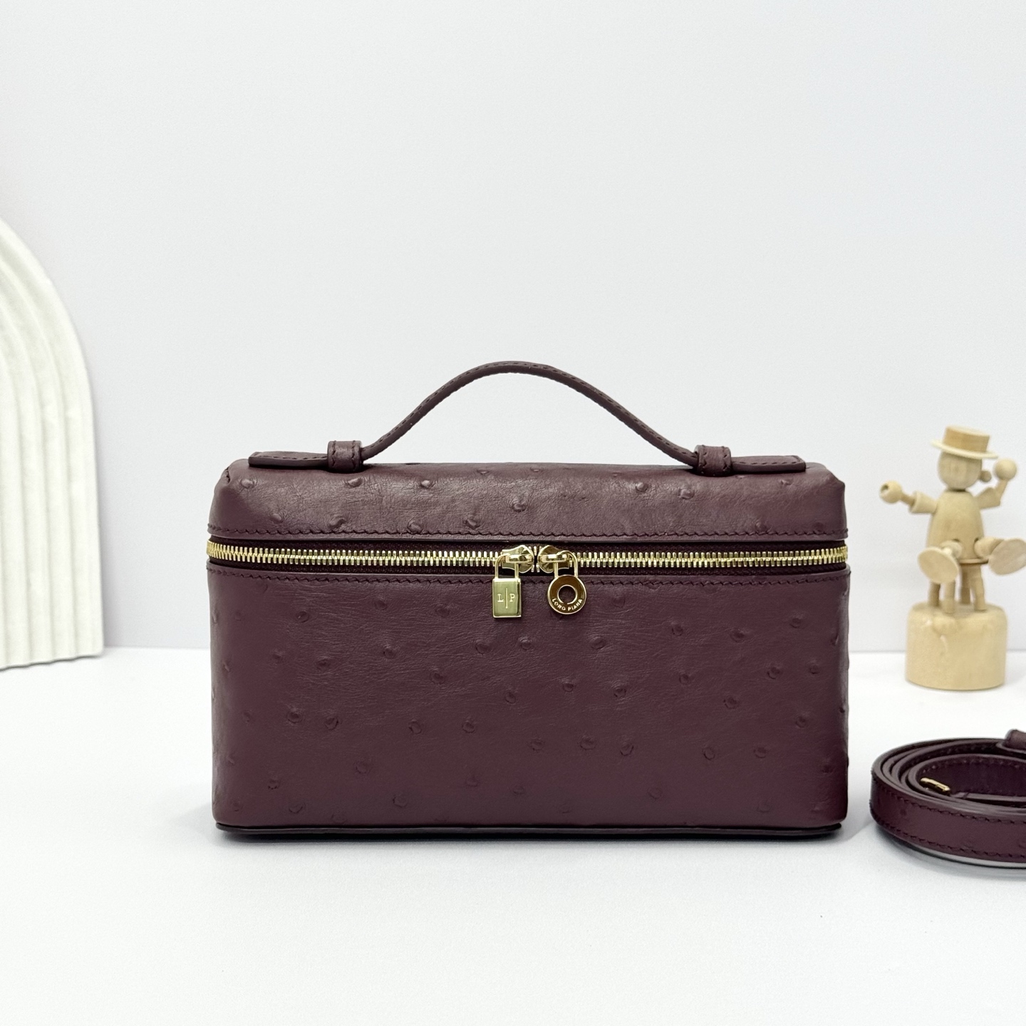 Buy Loro Piana bugrundy Extra Pocket L19 Bag in Ostrich Leather For Women Online