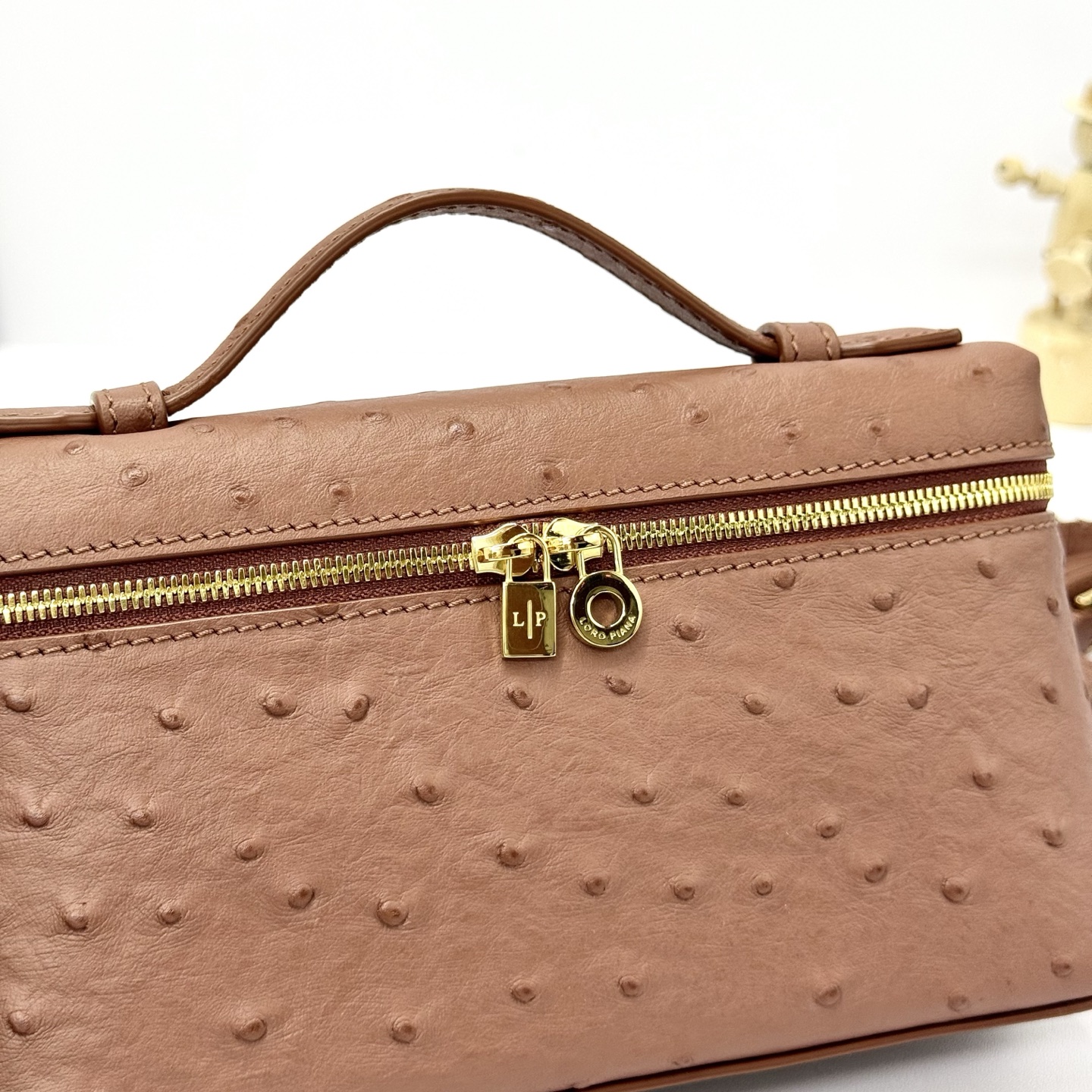 Buy Loro Piana brown Extra Pocket L19 Bag in Ostrich Leather For Women Online