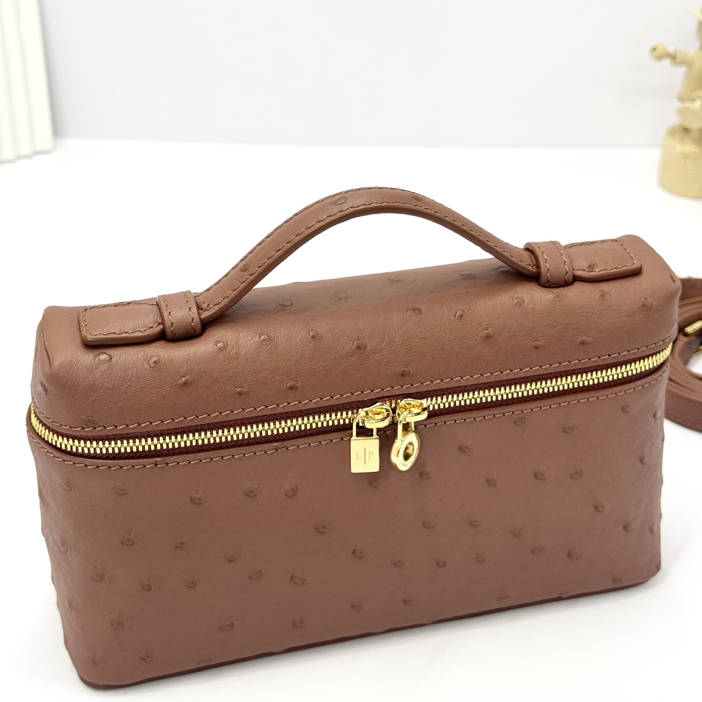 Buy Loro Piana brown Extra Pocket L19 Bag in Ostrich Leather For Women Online
