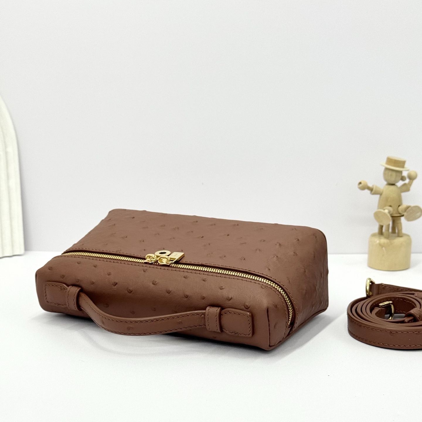 Buy Loro Piana brown Extra Pocket L19 Bag in Ostrich Leather For Women Online