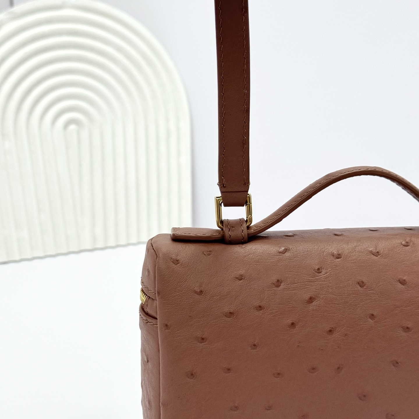 Buy Loro Piana brown Extra Pocket L19 Bag in Ostrich Leather For Women Online