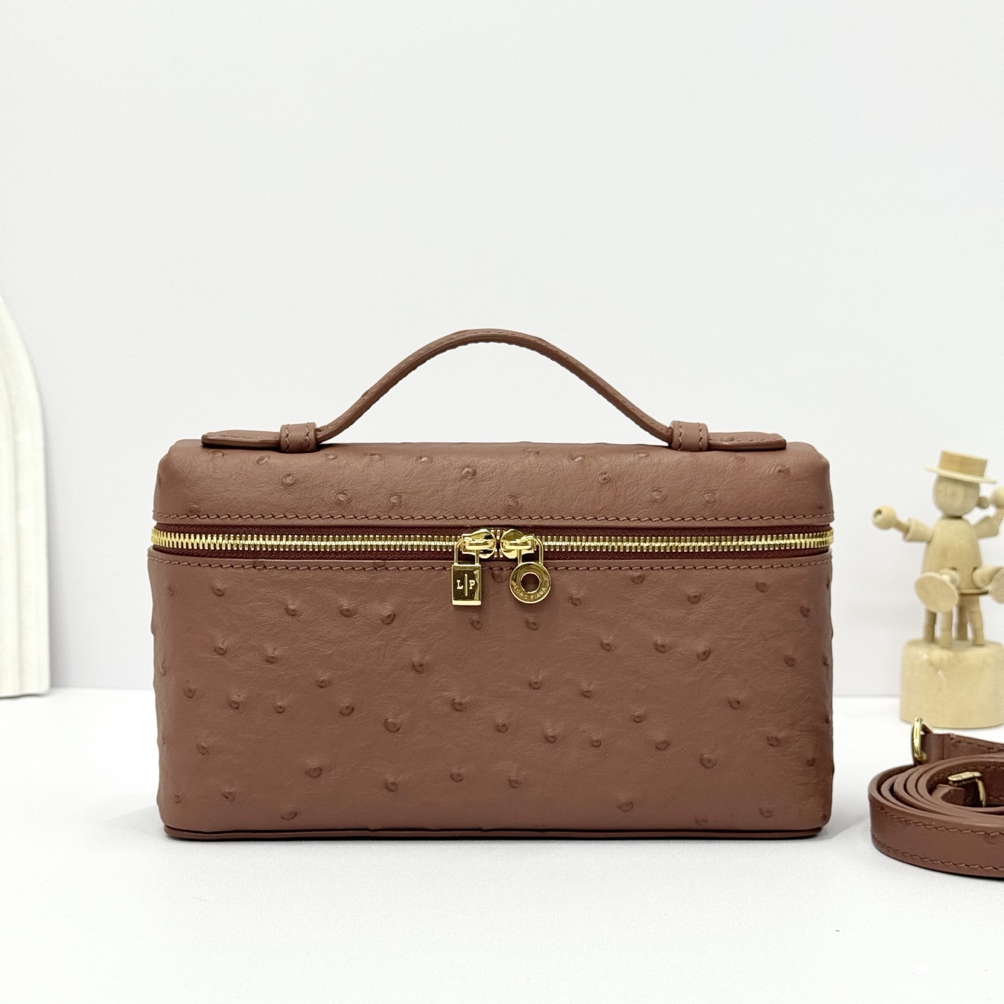 Buy Loro Piana brown Extra Pocket L19 Bag in Ostrich Leather For Women Online