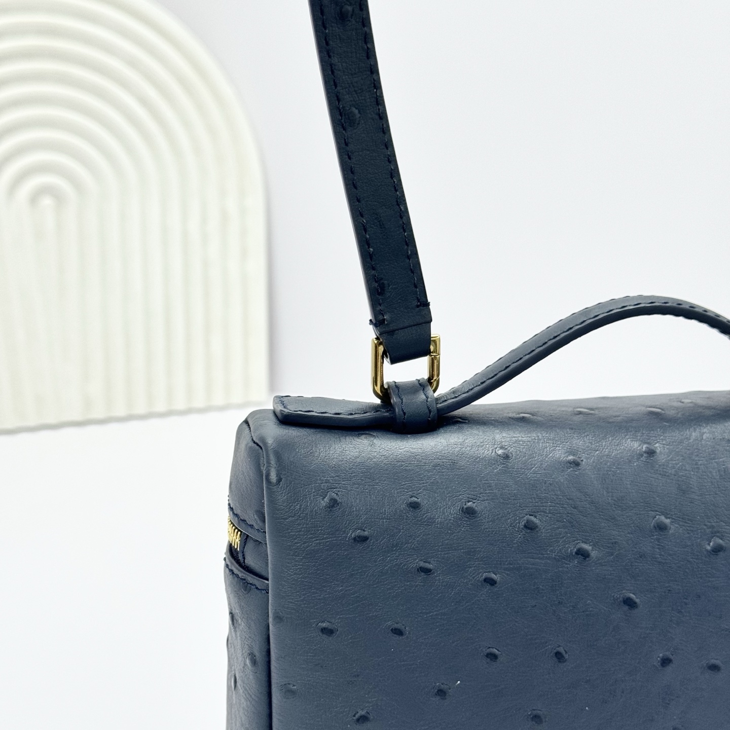 Loro Piana blue navy Extra Pocket L19 Bag in Ostrich Leather For Women Online