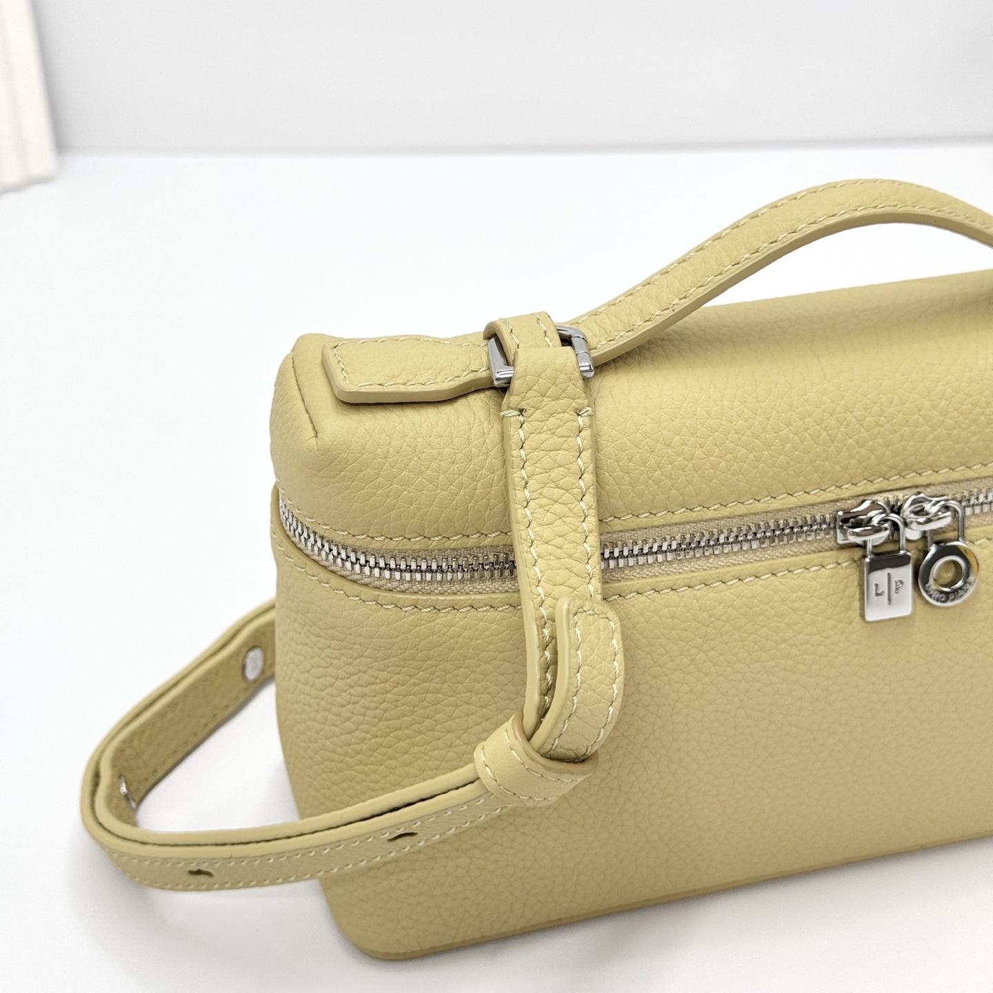 LORO PIANA Grained Calfskin L19 Extra Pocket Pouch Whisp green