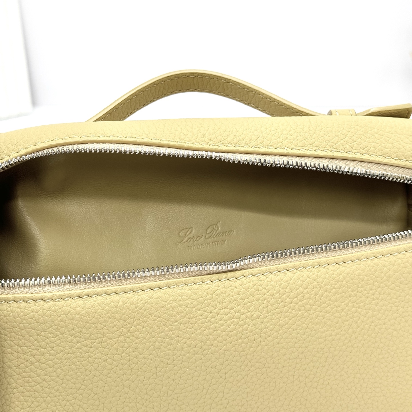 LORO PIANA Grained Calfskin L19 Extra Pocket Pouch Whisp green