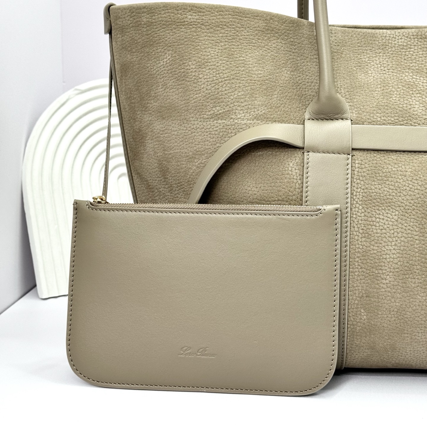 Loro Piana Ghiera Shopper Large Calfskin Fume green/Sun Gold | Loro Piana CC