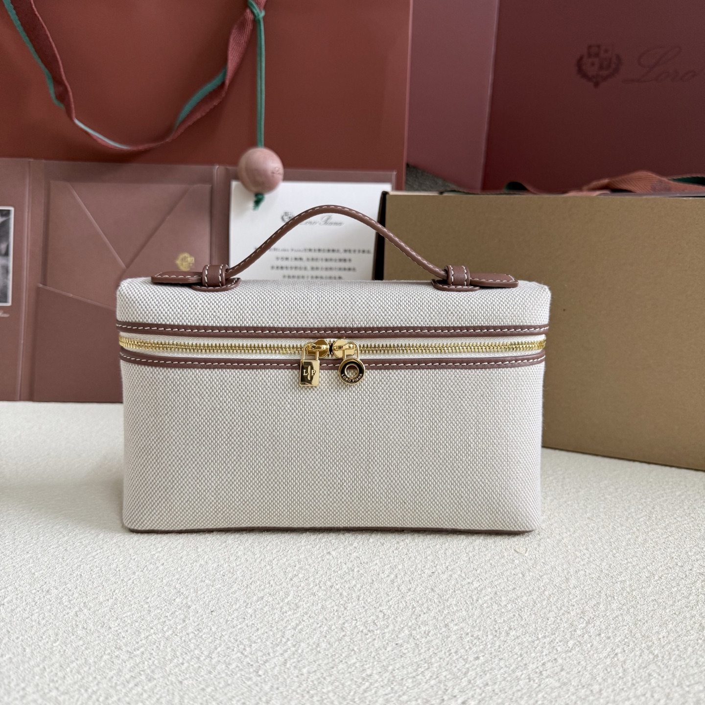 Extra pocket cloth handbag Loro Piana Beige in Cloth