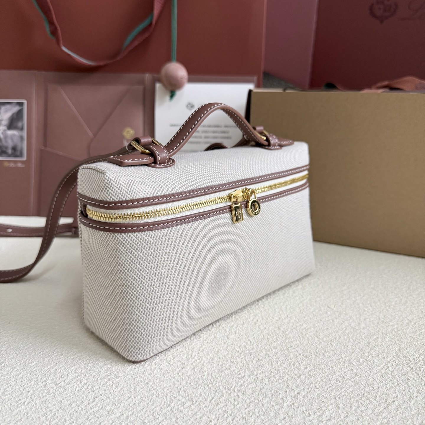 Extra pocket cloth handbag Loro Piana Beige in Cloth